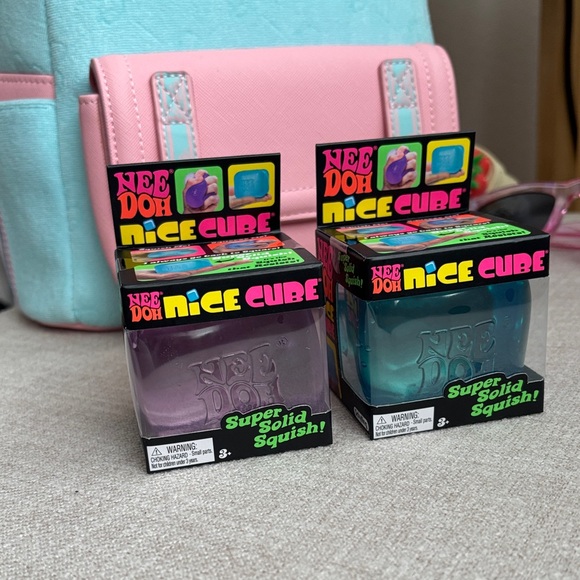 needoh Other - Nice Cube Super Solid Squish Toy – Pink & Teal | Sensory Stress Relief Fidget To